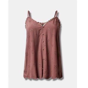 Torrid Sophie Eyelet Swing Cami Rose Taupe Mauve Plus Size